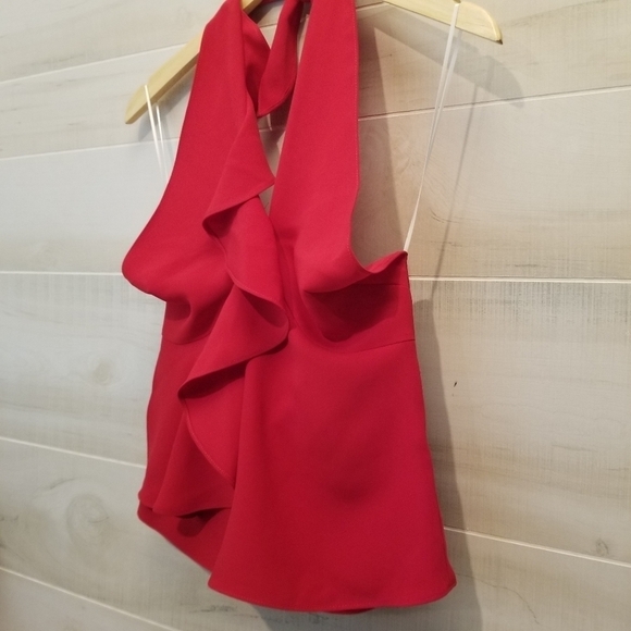 {XS} Amanda Uprichard New York Cabo Halter Top In Scarlet - Picture 4 of 9